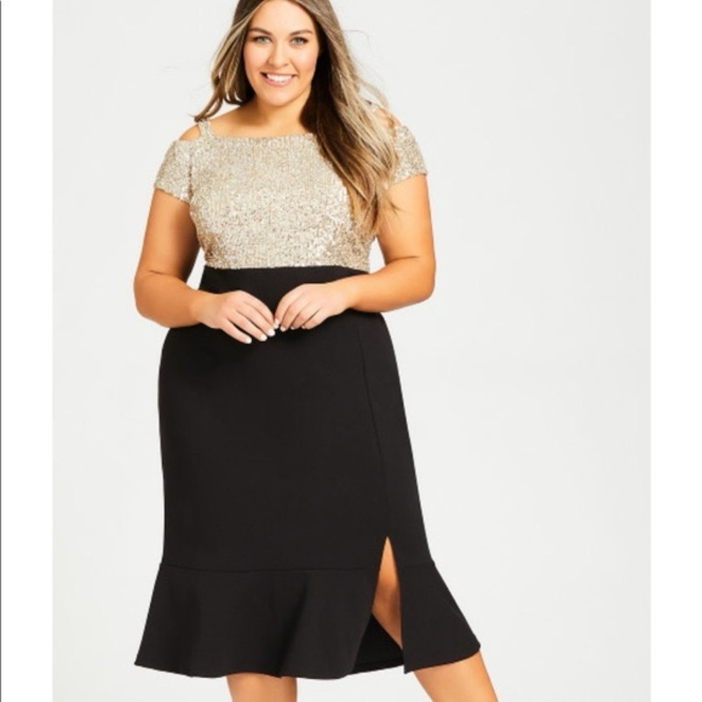 NWT Avenue Sequin Black Cocktail Dress